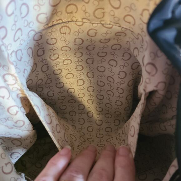 Guess Alpena Nylon Drawstring Satchel Flap Buckle Closure Mini Black Backpack - Picture 6 of 11